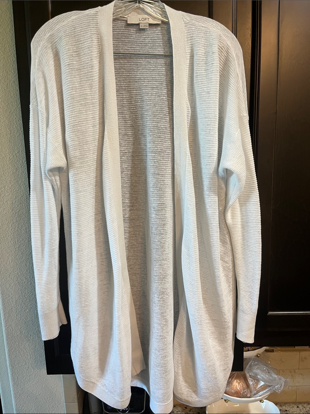 LOFT Lightweight Open-Front white Cardigan